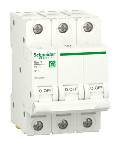 Автоматический выключатель Schneider Electric Resi9 3P 16А (B) 6кА, R9F02316