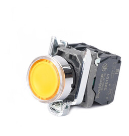 Кнопка SB4 с подсветкой в сборе модульная 22мм желтая металл 24ВDC 1НО+1НЗ